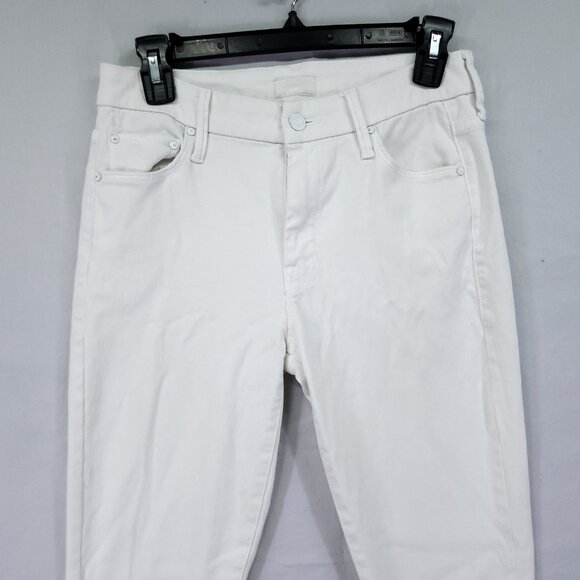 Mother Jeans Women’s 27 Mid Waisted Looker Ankle Fray Glass Slipper White - Picture 3 of 14